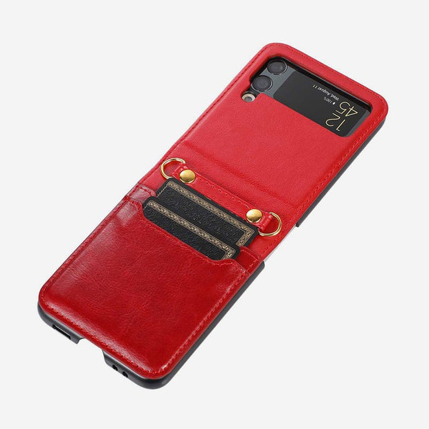 Samsung Galaxy Z Flip 3 Phone Case Solid Color Crossbody Phone Bag with Card Slot