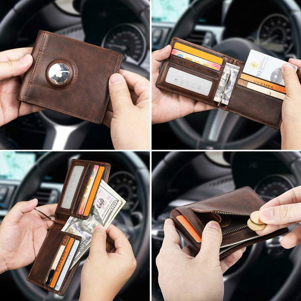 Multi Slot Leather Airtag Wallet